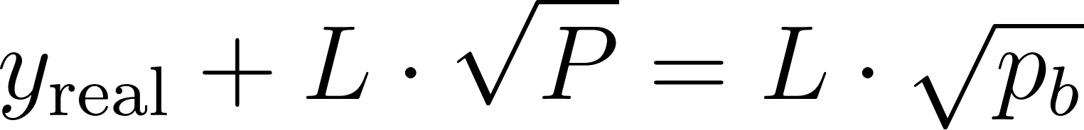 Simplifying to yreal plus L root P equals L root pb